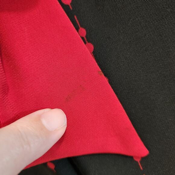 APT 9 Black Red Floral Dot Dash Artsy Art To Wear Midi Dress Pin Up Womens M - Picture 7 of 10